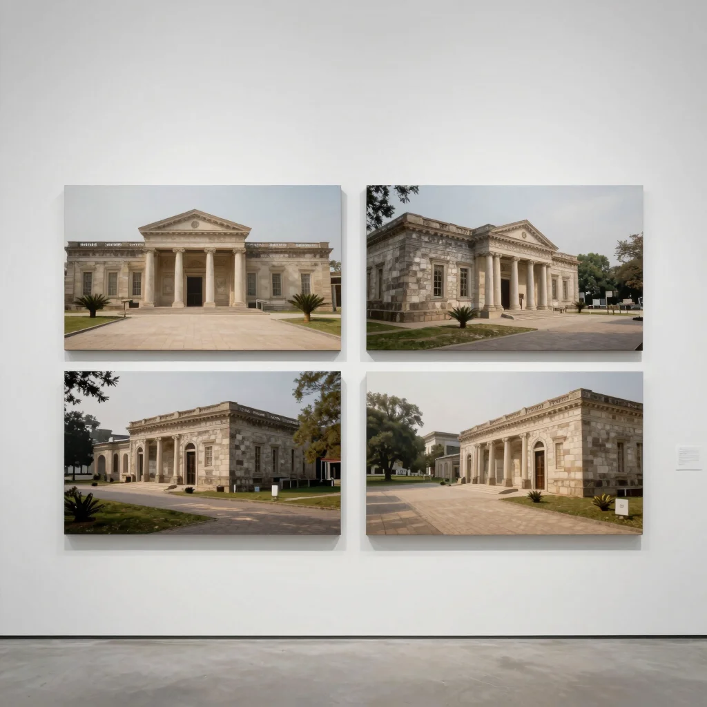 Archival gallery photography of a diptych artwork, full-frame, neutral studio daylight, clean white background, medium f