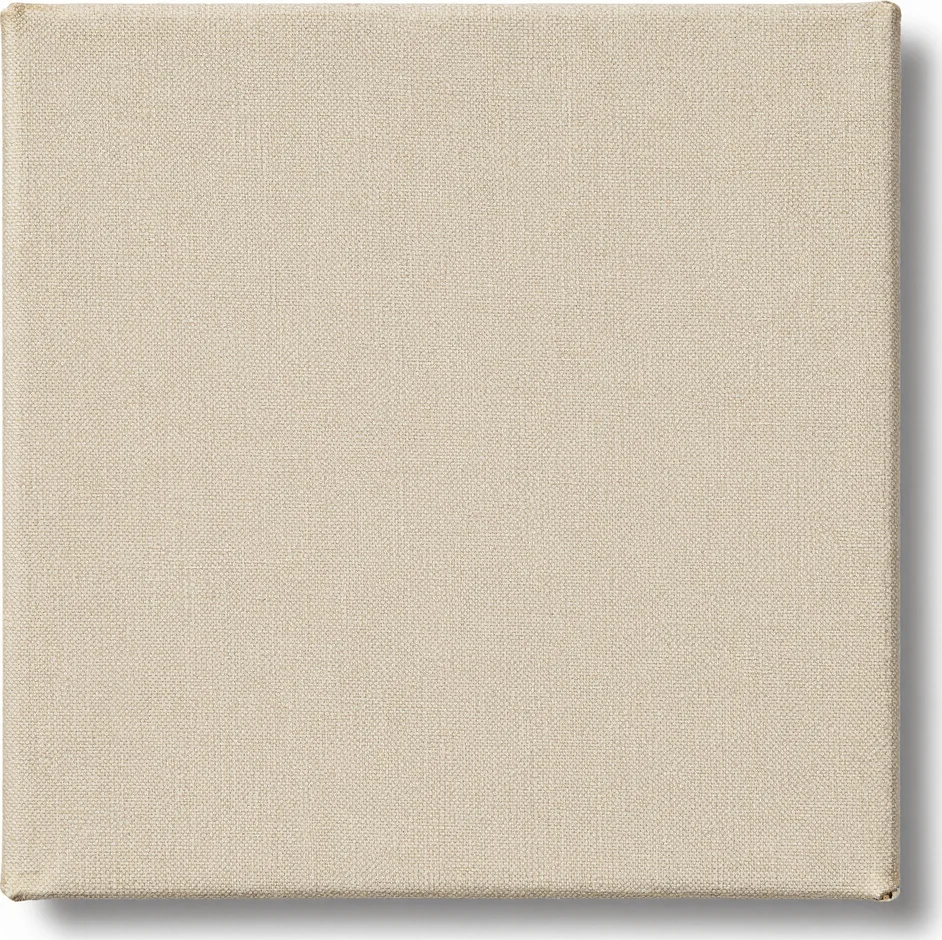 Archival gallery photography of a detailed macro crop of canvas grain, neutral studio daylight, clean white background,
